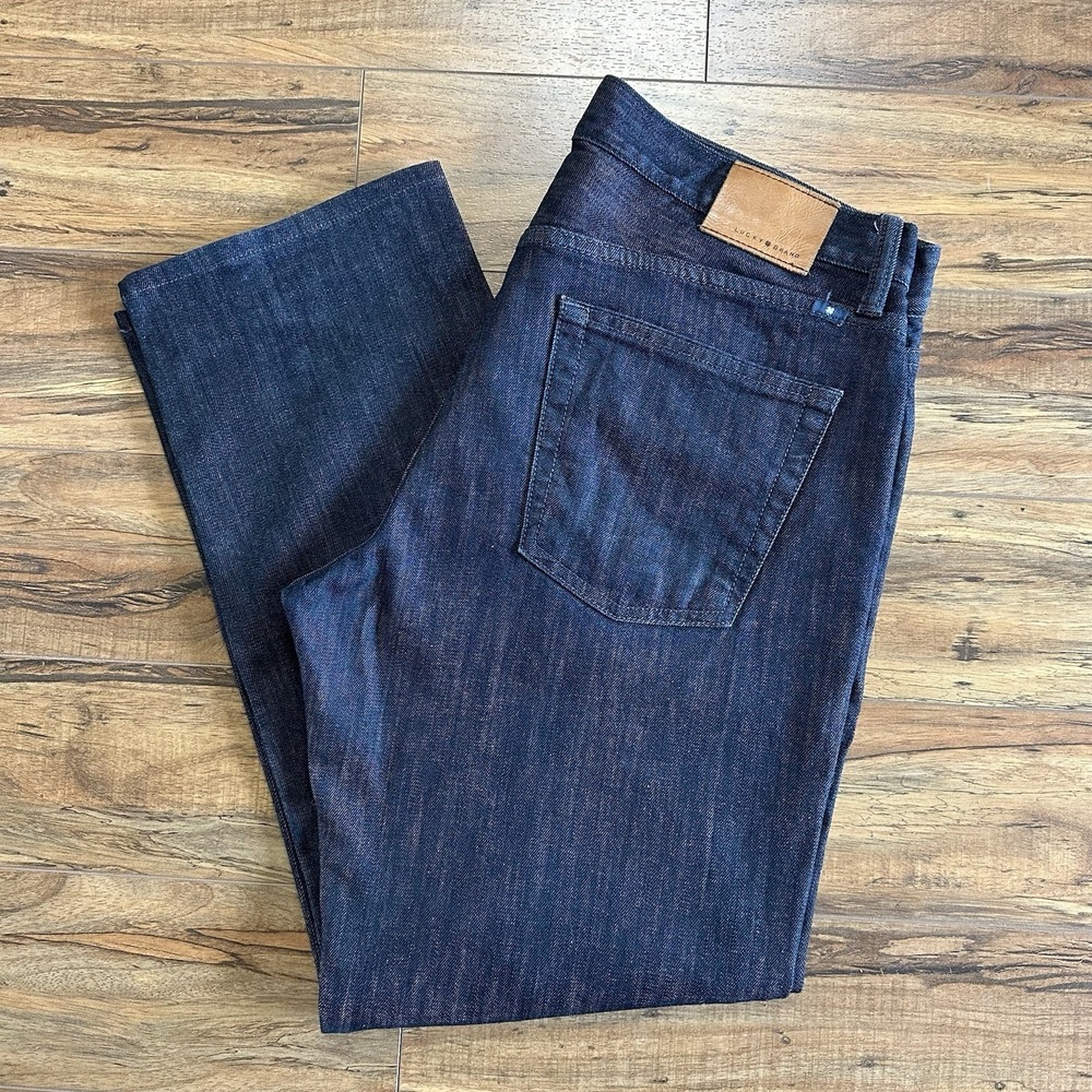 Lucky Brand 221 Original Straight Jeans Mens 34x30 Dark Indigo Blue Denim